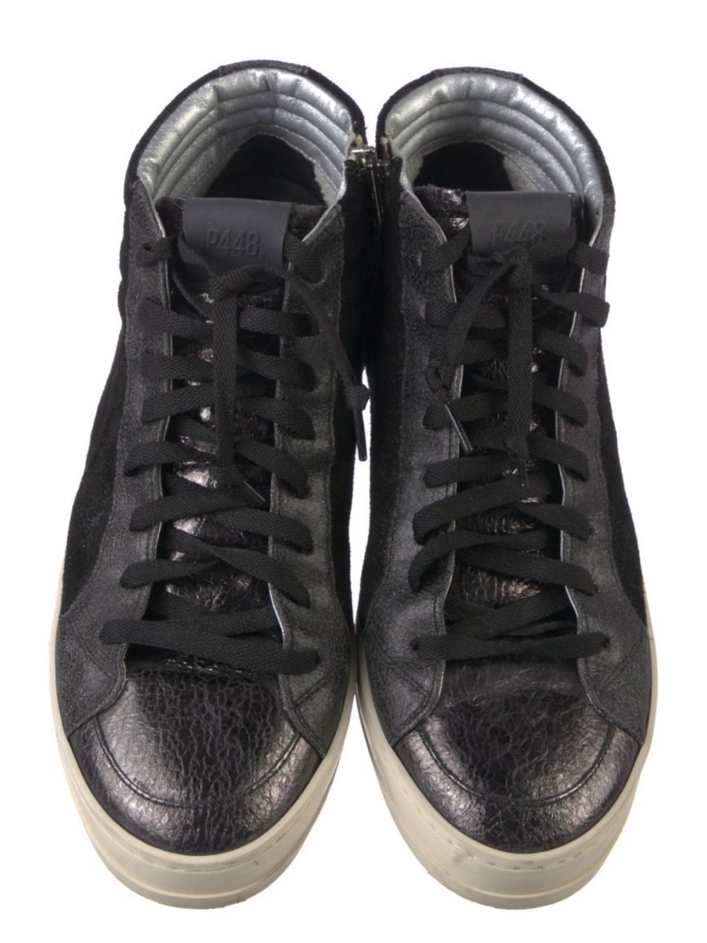 P448 Skate Midnight Black High-top Sneakers (w/ extra sparkly shoelaces)